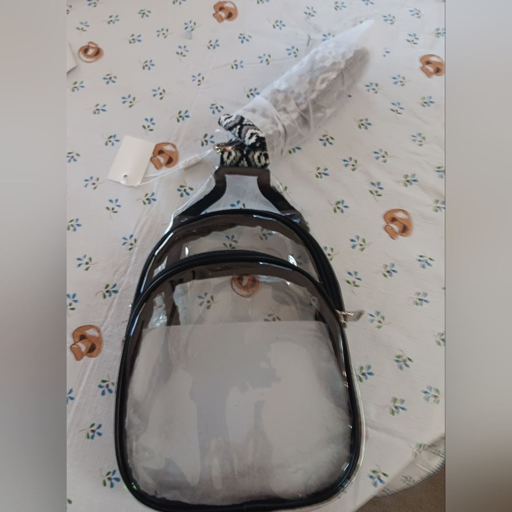 Cluci Clear Black Concert Festival Handbag NWT